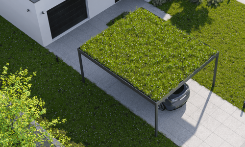 Alu Carport Flachdach Dachbegrünung 4x5